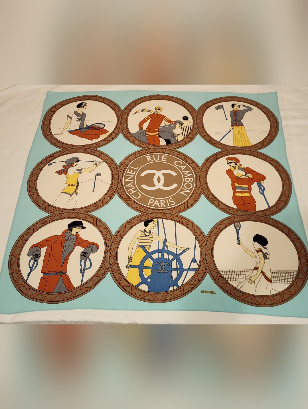Chanel Vintage 'Rue Cambon Sporting Ladies' Scarf